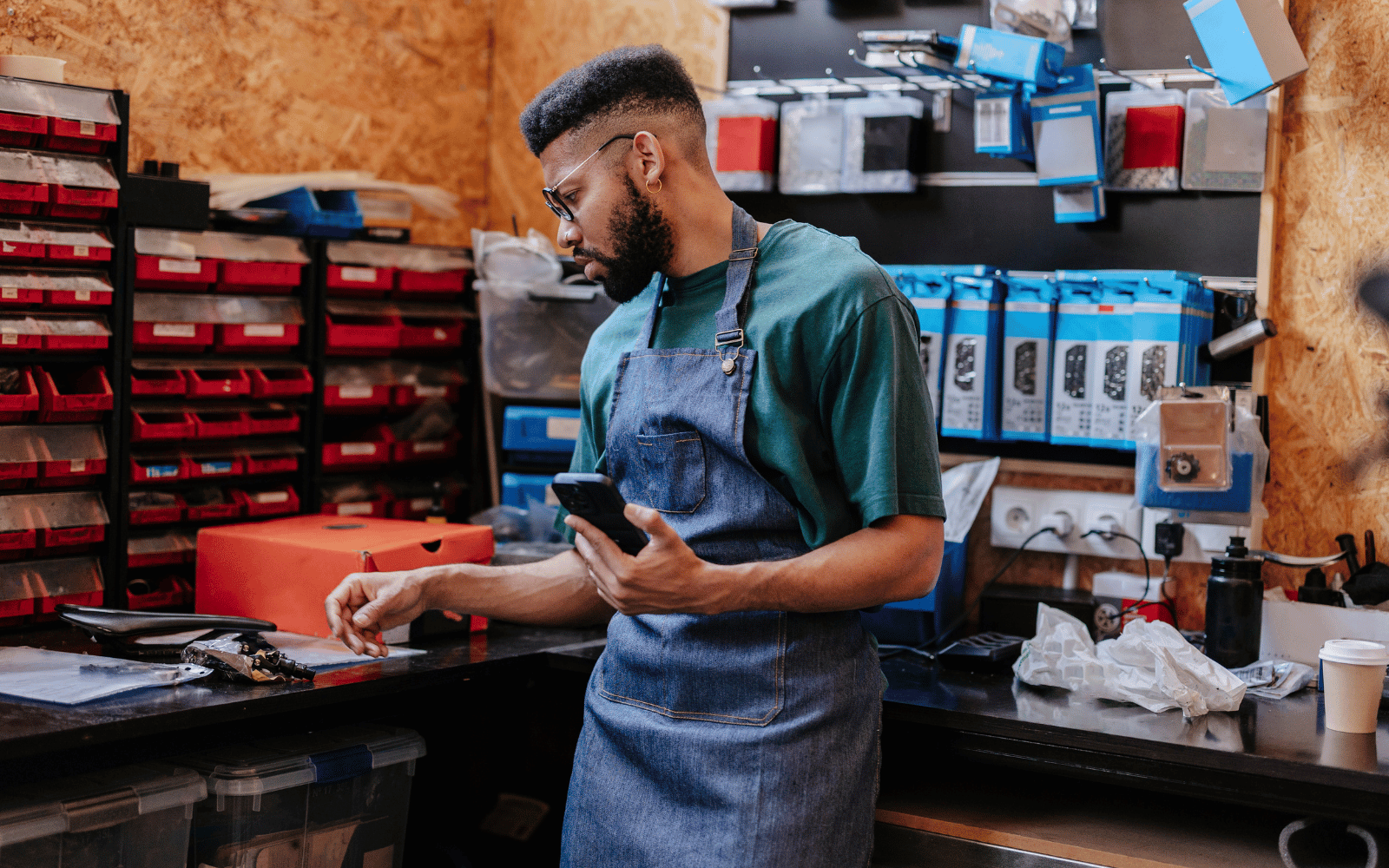 Business owner at work