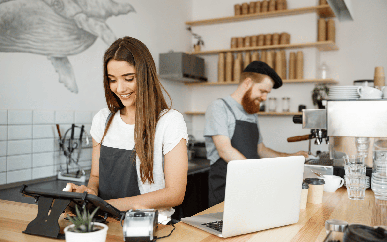 Business owner working